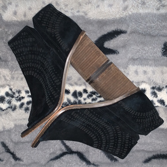 Vince Camuto Suede Open Toe Ankle Boots — 9 - Picture 6 of 13